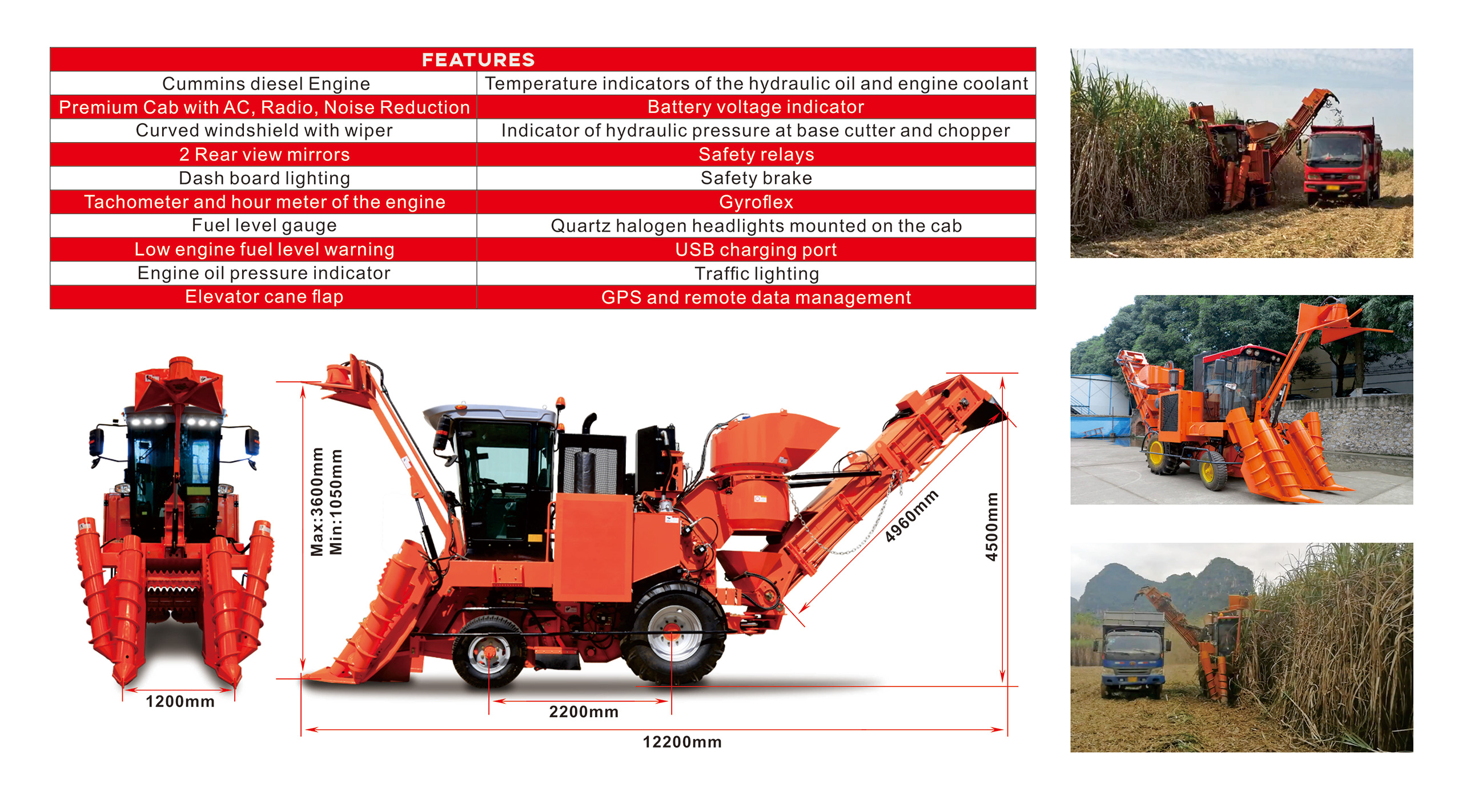 Chenhan Tech 4GQ-1D Sugarcane Harvester details and parts
